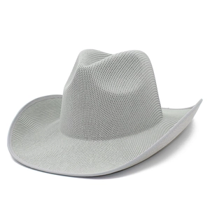 Light gray woven western cowboy hat with a stylish curved brim and vintage jazz style design