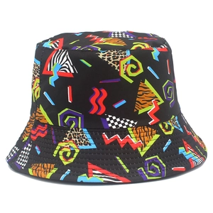 Reversible Cotton Bucket Hat Women Men Double Sided Wear Fashion Butterfly Geometric Print Fisherman Cap Outdoor Sun Shade Travel Hat