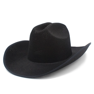 Klassischer schwarzer Mesh-Western-Cowboyhut mit breiter Krempe und stilvoller Krone