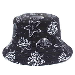 Cotton Reversible Starfish Marine Print Bucket Hat For Women Men Sunshade Summer Travel Outdoor Beach Fisherman Hat