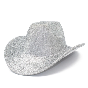 Sparkling silver sequin western cowboy hat for festive parties and fashion events