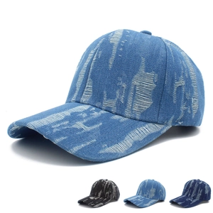 Vintage Distressed Denim Baseball Cap For Men Women Adjustable Washed Cotton Sunshade Hat Outdoor Streetwear Fashion Headwear