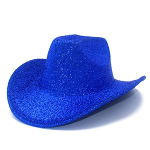 Sparkling bright blue sequin cowboy hat for parties and festive jazz performances