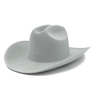 Damen Herren Sommer Stroh Western Cowboy Hut Netz Atmungsaktiv Breite Krempe Sonnenhut Fedora Ritter Hut Strand Reise Outdoor Hut