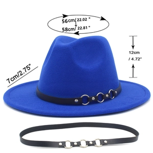 Specifiche taglie e misure del cappello fedora in lana blu navy con dettaglio in pelle