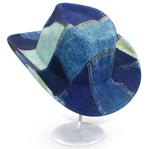Cappello fedora vintage creativo con top a cuore e patchwork denim per uomo e donna