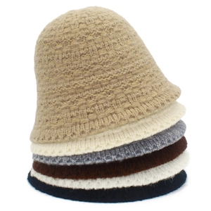 Knitted Bucket Hat For Women Warm Winter Hat Waffle Texture Solid Color Foldable Outdoor Fashion Basin Hat Soft Wool Blend