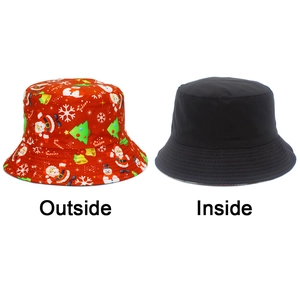 Detail showing the reversible design with festive Christmas print and a solid black side