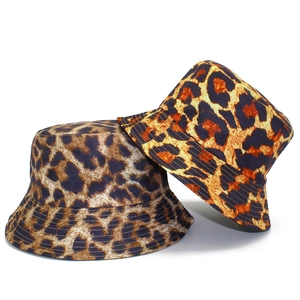 Leopard Print Reversible Cotton Bucket Hat For Women Men Fashion Sunshade Outdoor Hip Hop Casual Wide Brim Fisherman Cap