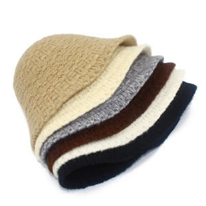 Detailed knit texture and color selection of thick woolen winter fisherman bucket hats