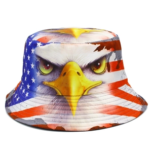Cappello da Pescatore Reversibile in Cotone Con Stampa Bandiera Americana e Aquila per Uomo Donna Protezione Solare Outdoor Pesca Spiaggia Viaggio
