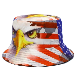 Cappello a secchiello per adulti con stampa aquila e bandiera USA per il sole all'aperto