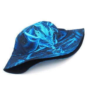 Bob style ethnique avec imprimé dragon bleu vibrant pour protection solaire en plein air