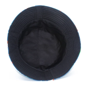 Cappello a secchiello natalizio unisex con fodera nera e fantasie festive di pupazzi di neve