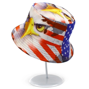 Cappello da pescatore patriottico con bandiera USA e aquila per protezione solare esterna