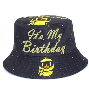 Birthday Party Bucket Hat For Men Women Cute Sunglasses Cartoon Duck Print It Is My Birthday Cotton Sun Hat Outdoor Fashion Fisherman Cap