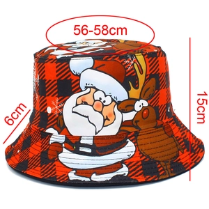 Detailed size specifications of red plaid Santa Claus bucket hat with dimensions 56-58cm