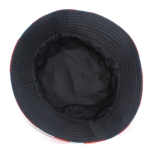 Unisex US flag bucket hat with red white stripes and black lining for sun protection