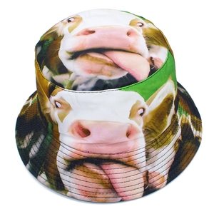Chapeau bob unisexe avec imprimé vache et motifs amusants pour protection solaire