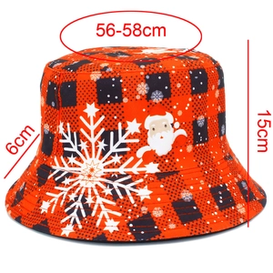 Detailed measurement of Christmas bucket hat with Santa print and 56-58cm circumference