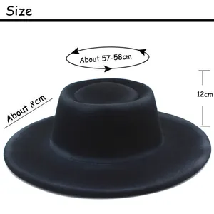 Detailed size specifications for the gradient fedora showing brim width and hat height