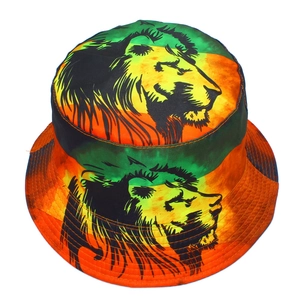 Chapeau bob imprimé lion reggae dégradé de couleurs rastafari pour protection solaire