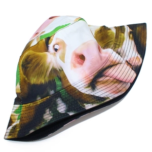 Chapeau bob à imprimé vache réaliste pour protection solaire au design animalier élégant
