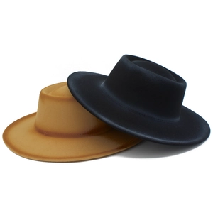 Fashionable gradient felt fedora hats in black and camel colors for autumn and winter style