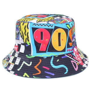 Retro 90er Jahre Graffiti Anglerhut Für Damen Herren Baumwollmischung Wendehut Sonnenschutz Streetwear Hip Hop Party Hut