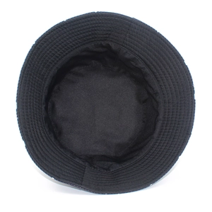 Classic black double-sided cotton bucket hat with parallel stitching on a white background