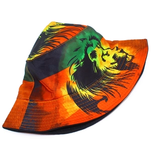 Bob Marley chapeau bob style reggae avec imprimé lion et dégradé rouge jaune vert