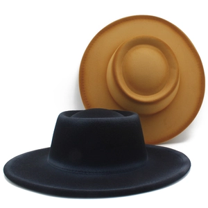 Fashionable gradient wool felt boater hats in black and camel for autumn winter parties