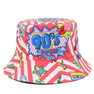 90s Retro Reversible Bucket Hat For Men Women Cotton Striped Printed Sun Protection Hip Hop Streetwear Outdoor Fisherman Hat