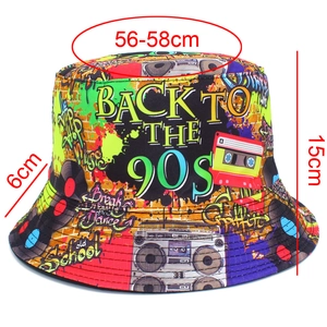 Mesure détaillée du chapeau bob vintage des années 90 avec circonférence de 56-58cm