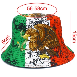 Detalle de dimensiones del sombrero de pescador bandera México con 56-58cm de contorno