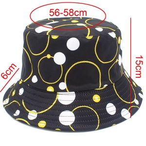 Detailed size chart for sun hat showing 15cm height and 56-58cm circumference