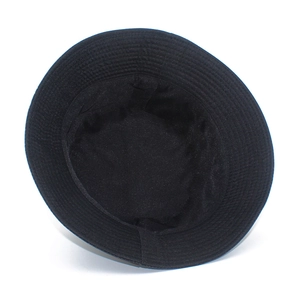 Unisex black cotton bucket hat with cute fist pattern, foldable outdoor sun protection style