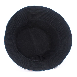 Classic black twill cotton bucket hat interior view with reinforced brim stitching
