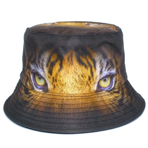 Reversible Tiger Eye Print Bucket Hat Unisex Cotton Outdoor Sun Protection Fisherman Hat Streetwear Hip Hop Travel Basin Hat