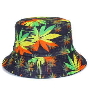 Reversible Bucket Hat Colorful Tropical Leaf Print Cotton Sun Protection Fisherman Hat For Men Women Outdoor Travel Travel