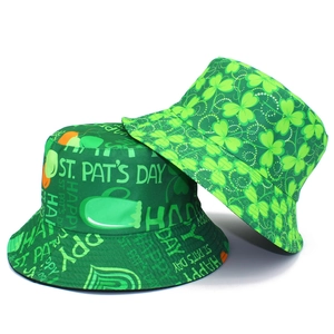 St. Patrick's Day green bucket hats featuring festive shamrocks and lucky prints for adults