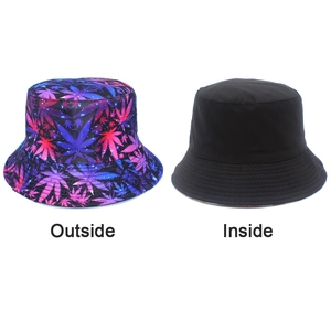 Detail showing the reversible design with black side and colorful maple leaf print