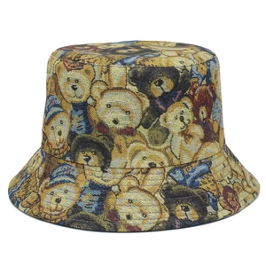 Bob mignon en jacquard avec motif ours en peluche et imprimés de dessins animés colorés