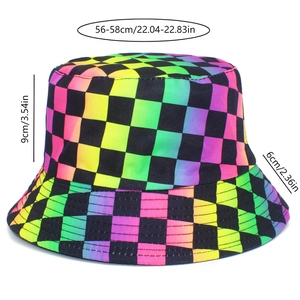 Tableau des tailles détaillé du chapeau bob à damier coloré montrant le tour de 56-58 cm