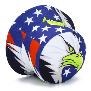 American flag bucket hat with eagle print, stylish outdoor sun hat for men and women