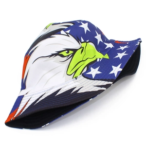 Fisherman hat with eagle pattern and American flag design for outdoor sun protection