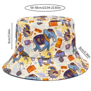 Guide des tailles du chapeau bob à motif éléphant avec tour de tête de 56 à 58 cm