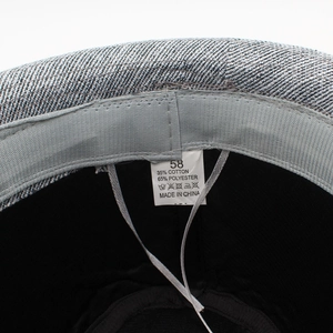 Detailed macro view of internal size 58 label and cotton polyester fabric texture