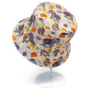 Chapeau bob réversible avec imprimé éléphant et palmier pour protection solaire d'été