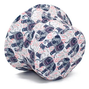 Outdoor white bucket hat with cute colorful elephant patterns for men and women